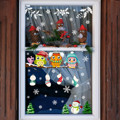 Adesivo murale Albero di natale e gufo