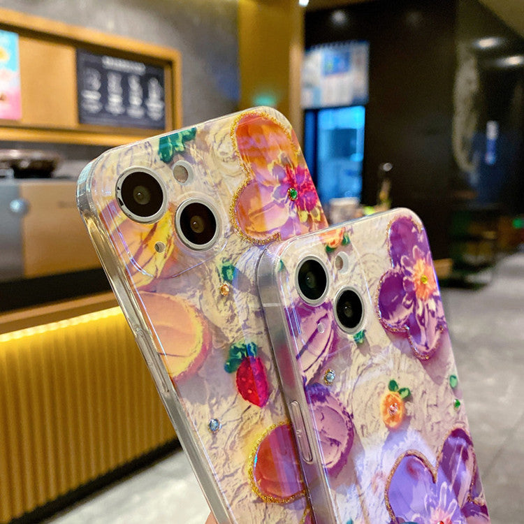 Custodia telefono fiori cristalli