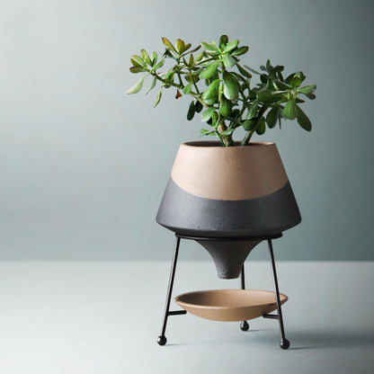 Vaso ceramica con cornice ferro