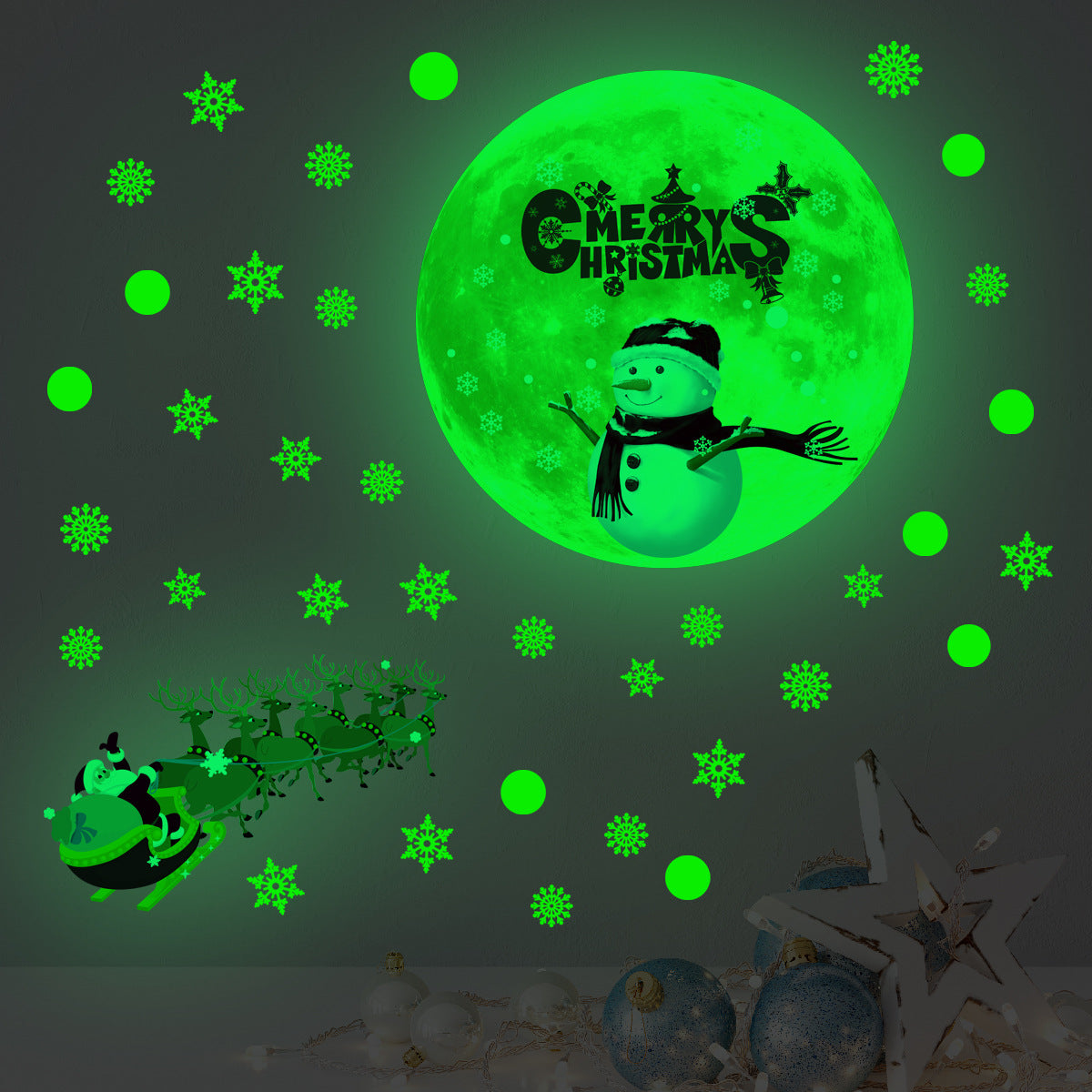 Adesivo luna fiocchi neve