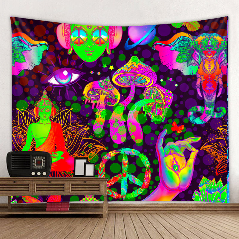 Arazzo Funghi visi pop art arcobaleno