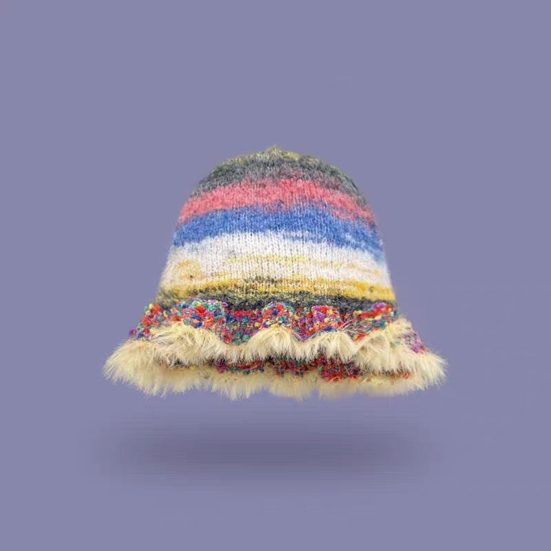 Berretto lana righe arcobaleno