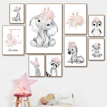 Quadro giraffa e leone