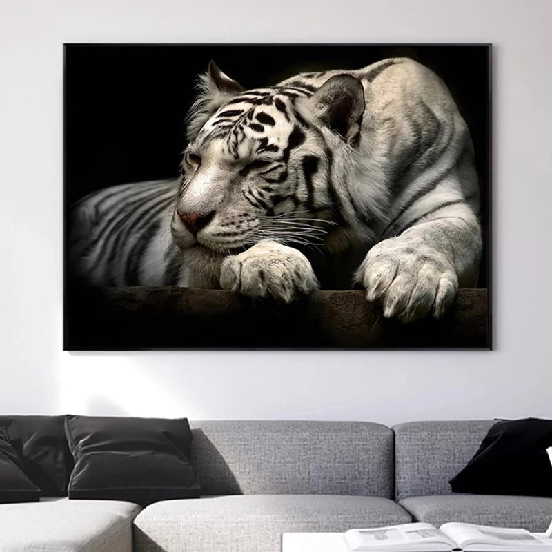 Quadro tela tigre bianco nero