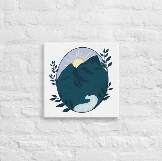 Quadro su tela Balena funghi lumache notte