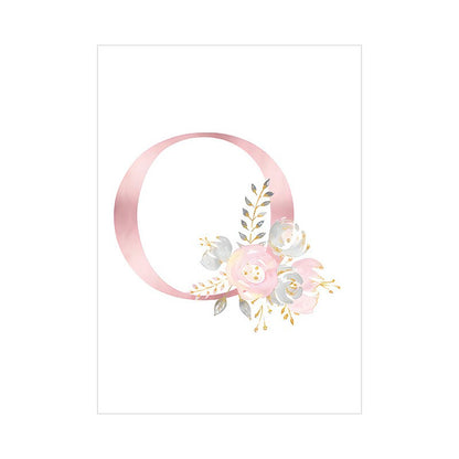 Quadro alfabeto fiori rosa