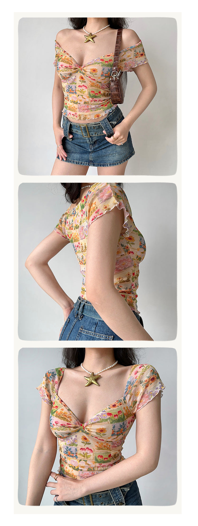 Maglietta donna fiori dipinti