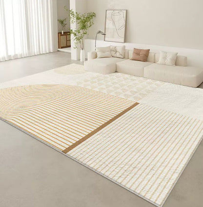 Tappeto beige con bordo bianco