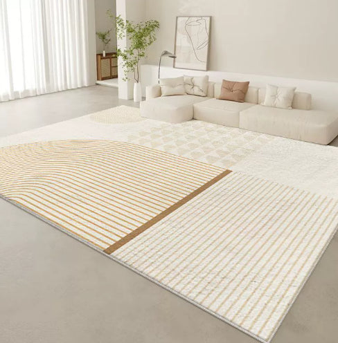 Tappeto beige con bordo bianco