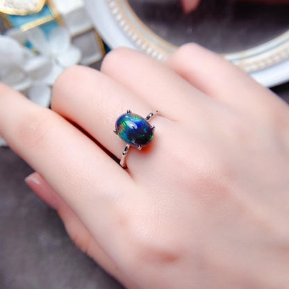 Anello Opale Nero Mosaico