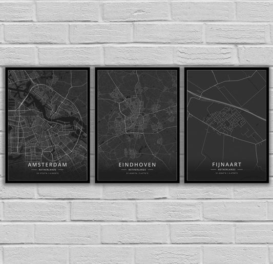 Quadro su tela Mappe di città olandesi