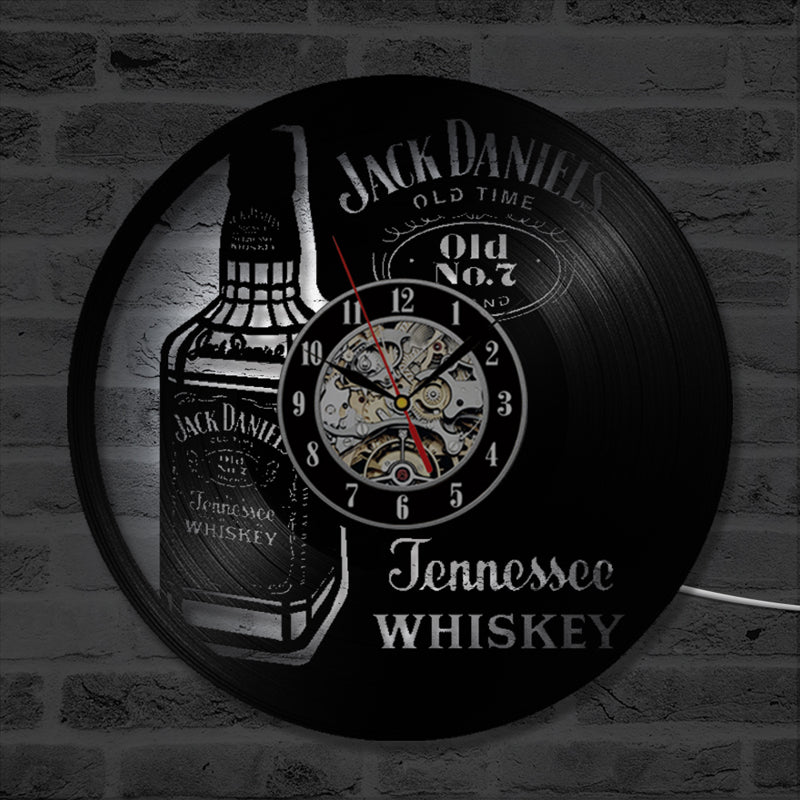 Orologio da parete Bottiglia whiskey neon