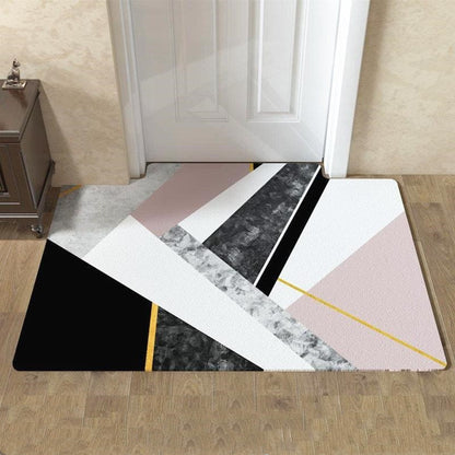 Tappeto patchwork triangoli blu giallo nero