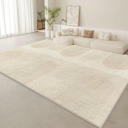 Tappeto beige con bordo bianco