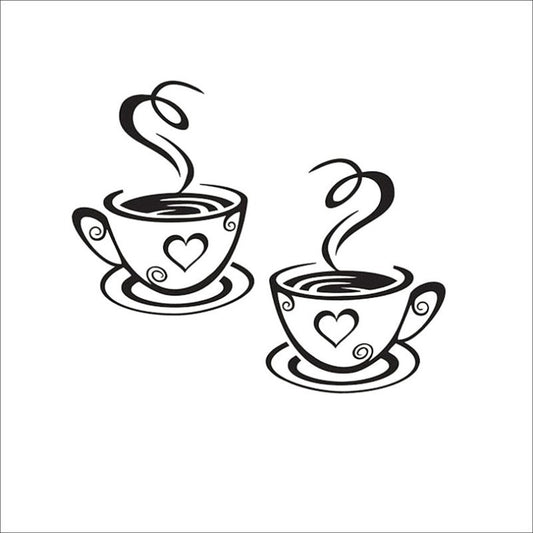 Adesivo murale Due tazze caffè simmetriche
