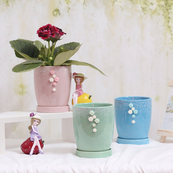Vaso ceramica con sottovaso