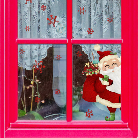Adesivo murale Babbo Natale e fiocchi di neve