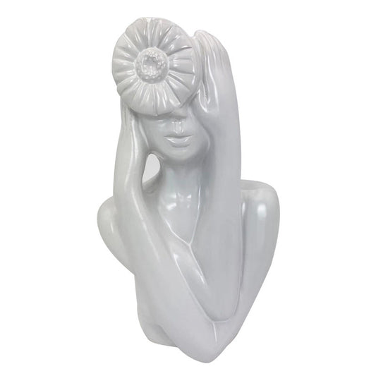 Busto ceramica donna con copricapo fiore