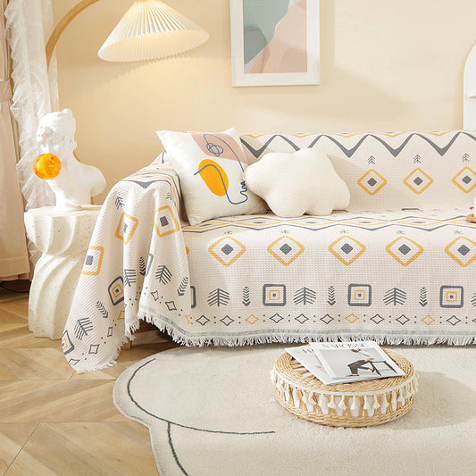 Plaid divano beige pattern geometrico
