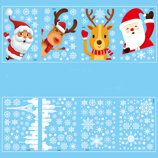 Adesivo murale Fiocchi neve Babbo Natale renna stella
