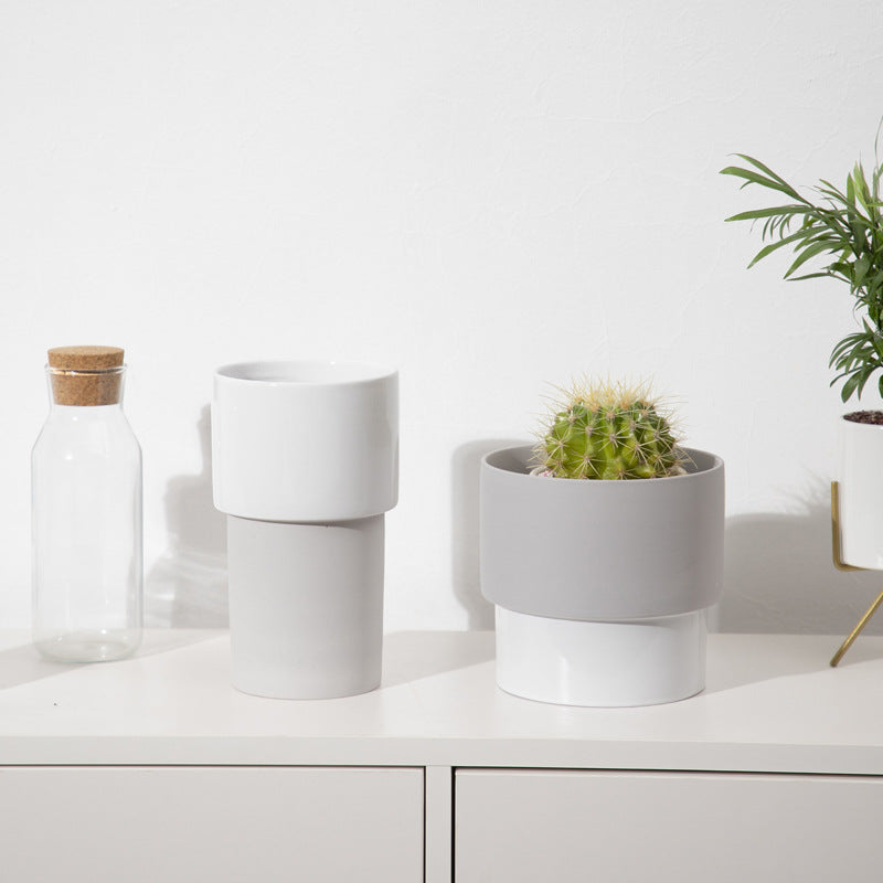 Fioriera ceramica a due livelli