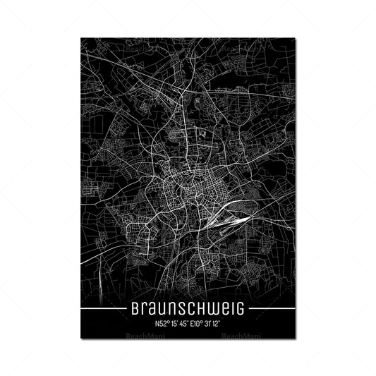 Quadro su tela Mappe tedesche e isola minimale verde