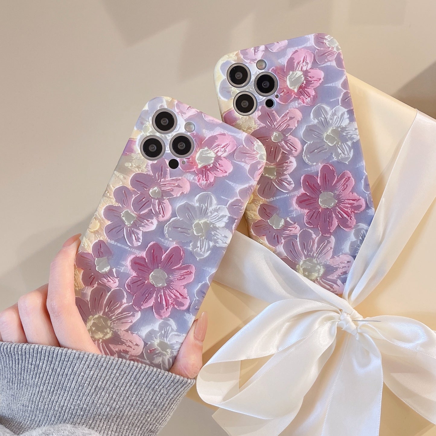 Cover telefono fiori effetto liquido