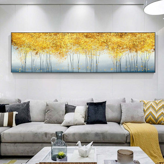Quadro su tela Albero dorato nel paesaggio