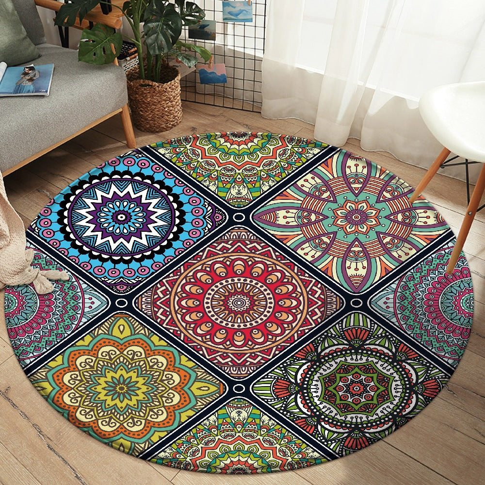 Tappeto rotondo mandala patchwork colorato