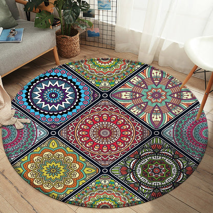Tappeto rotondo mandala patchwork colorato