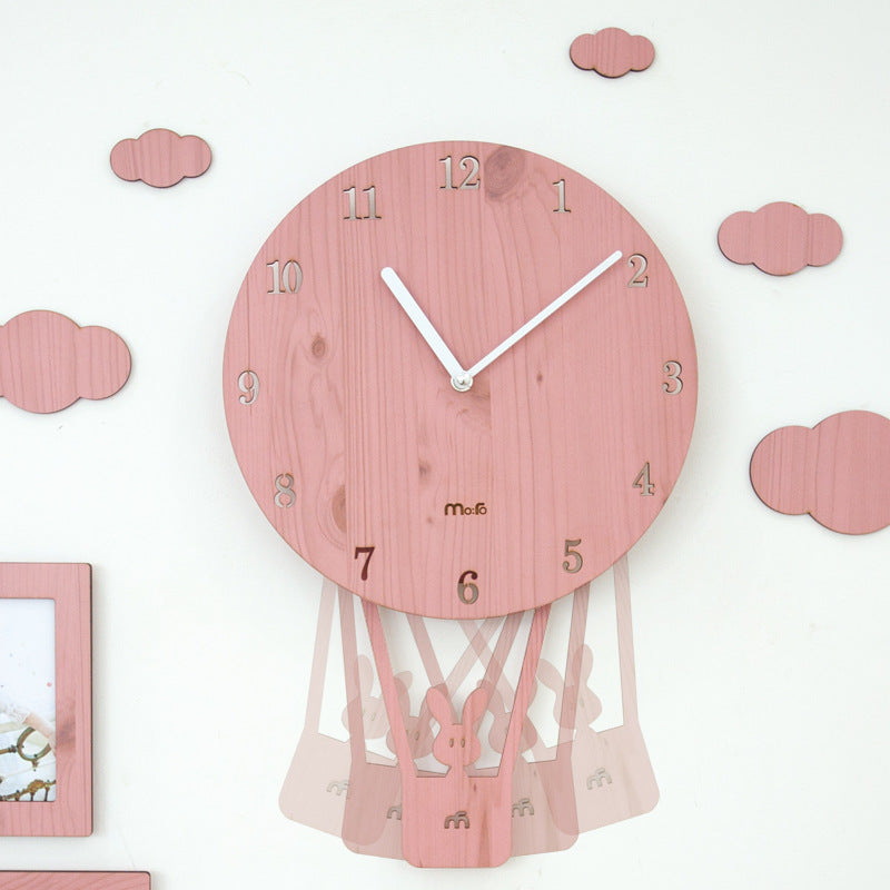 Orologio da parete Mongolfiera rosa nuvole