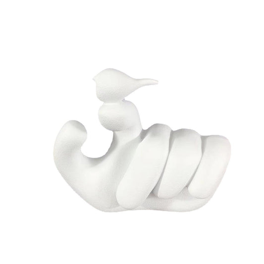 Scultura mano uccello