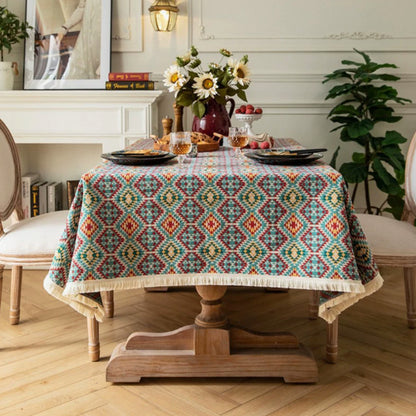 Tovaglia fiori cotone-lino