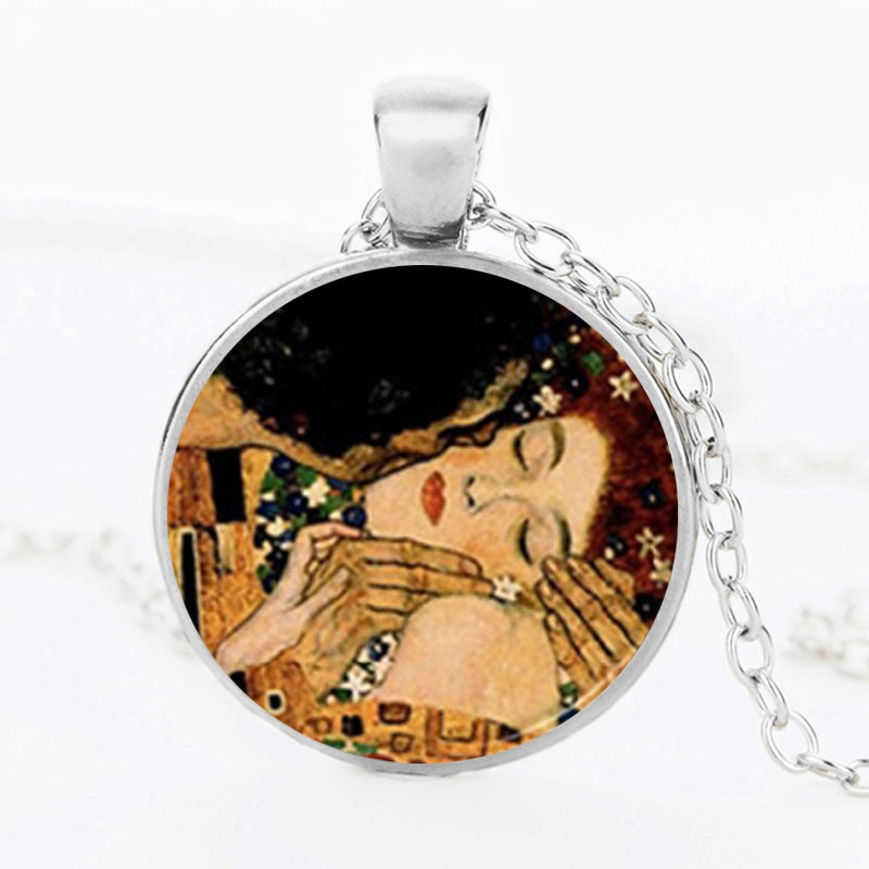 Collana pendente vetro dipinto