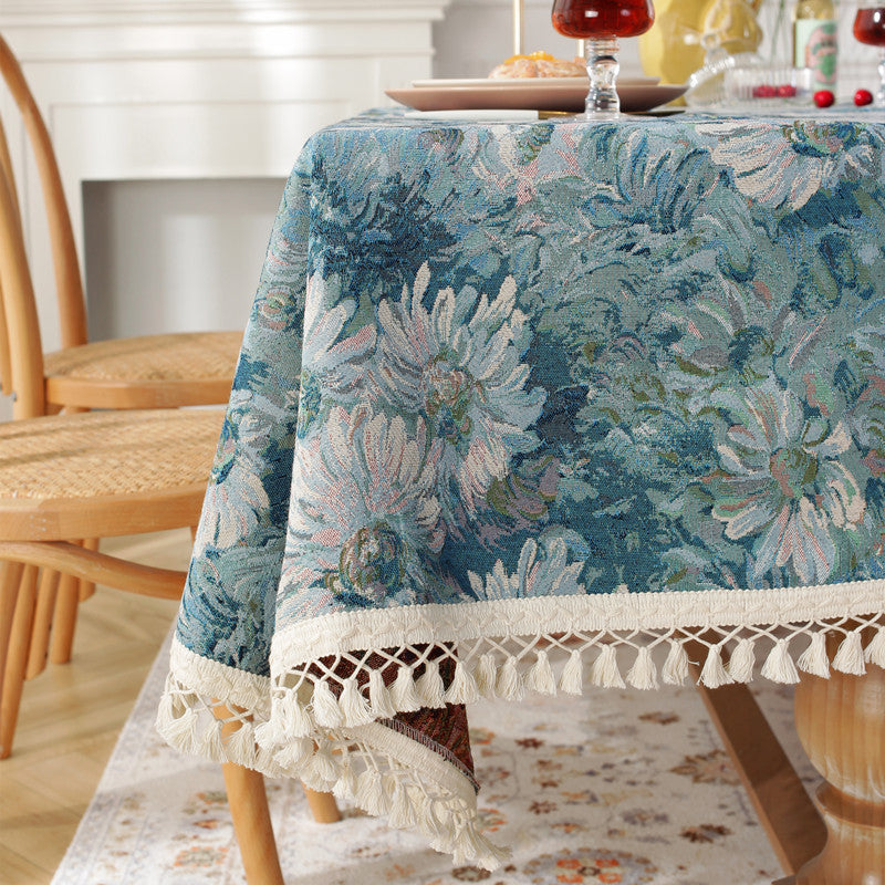 Tovaglia jacquard blu stile olio