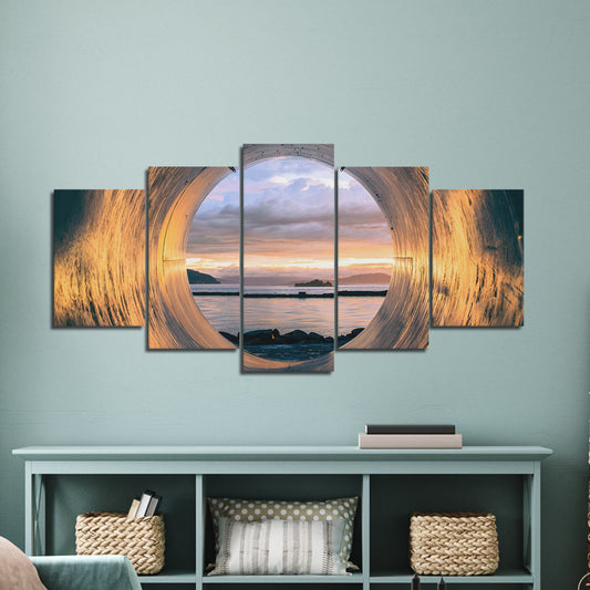 Quadro su tela Tramonto al lago