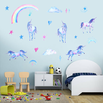 Adesivo murale unicorno e stelle