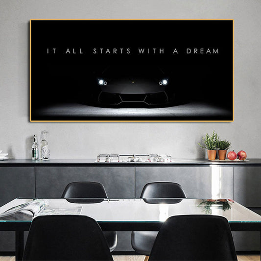 Quadro su tela Lamborghini illuminata di notte