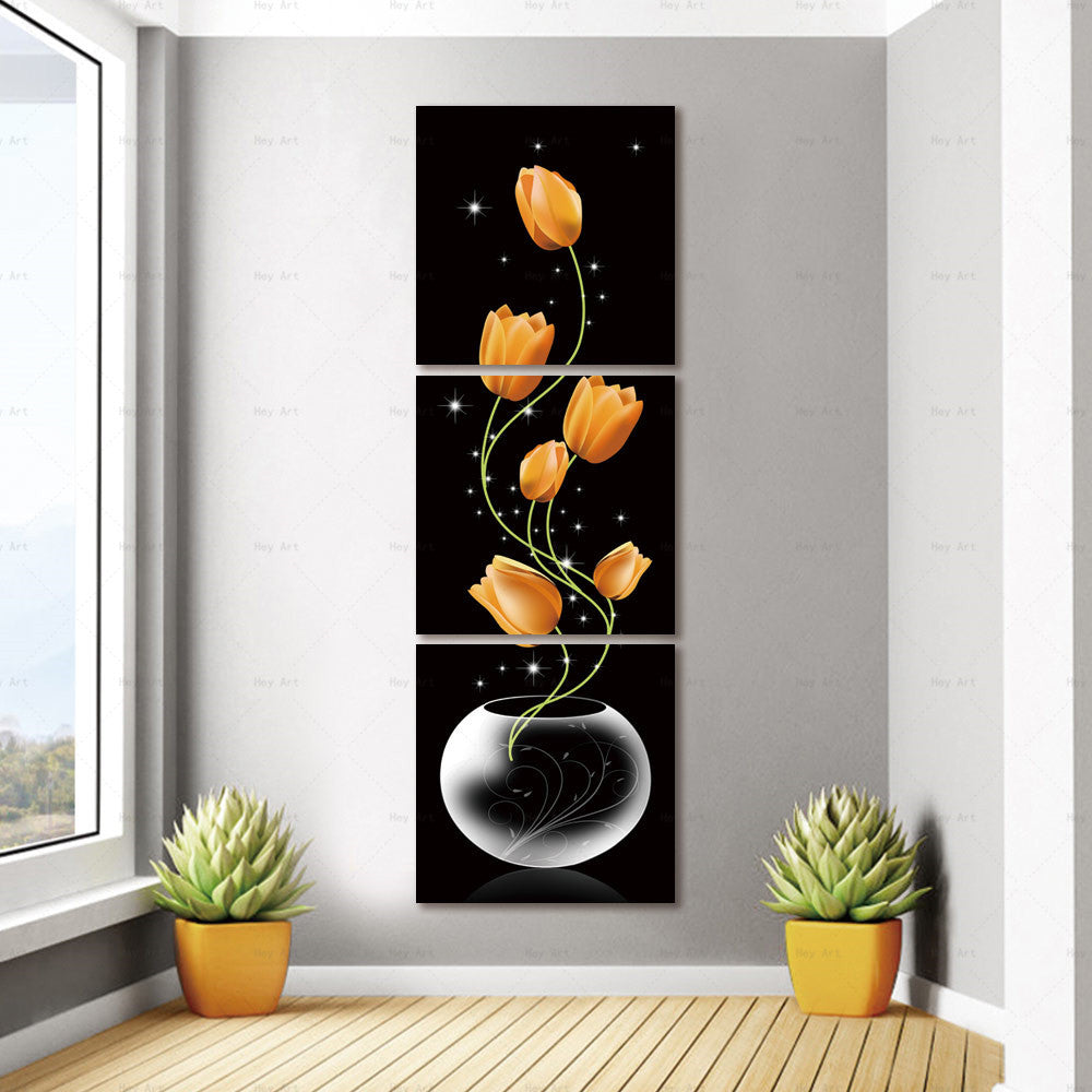 Tela tripttico fiori gialli