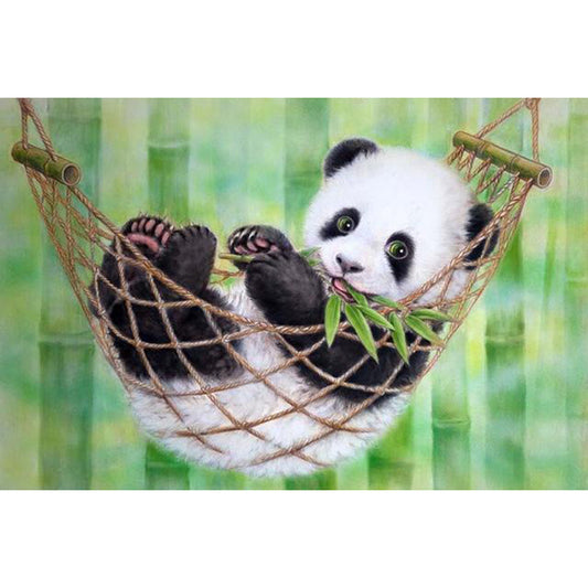 Quadro su tela Panda in amaca con bambù