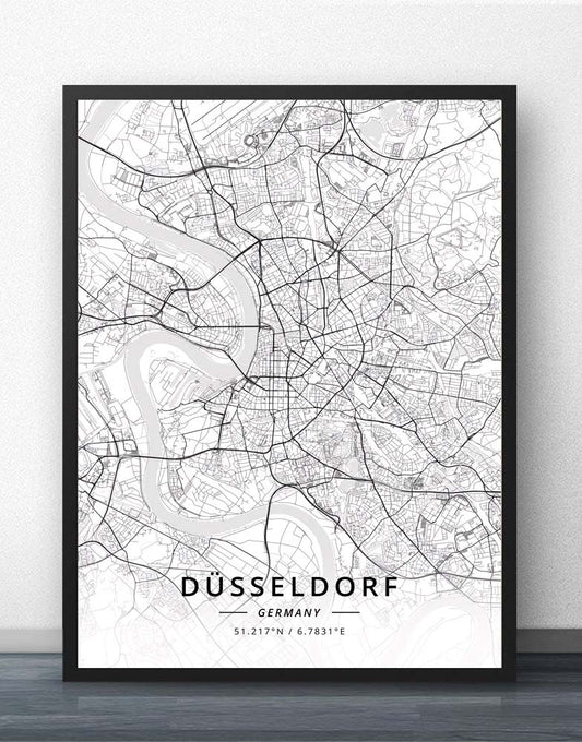 Quadro su tela Mappa di Düsseldorf