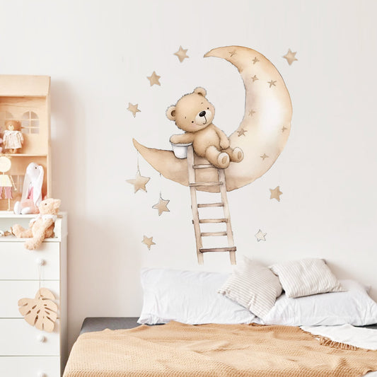 Adesivo murale Orso cartoon con luna