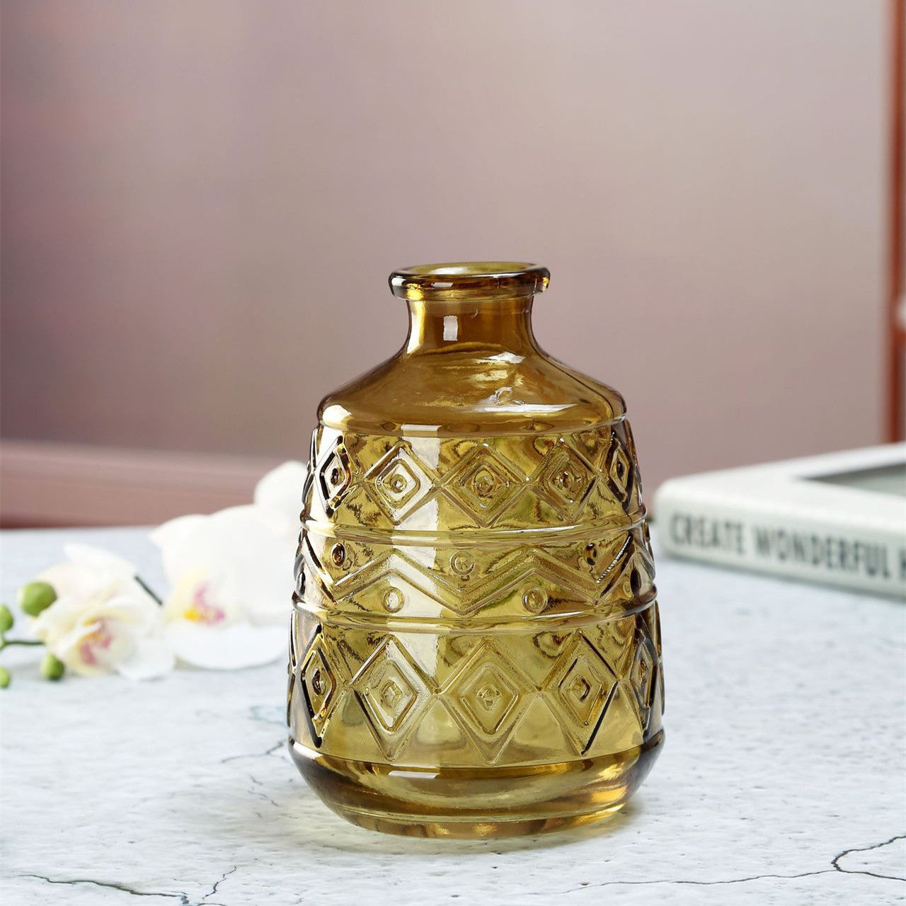 Vaso vetro rilievo retrò