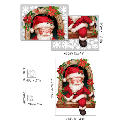 Adesivo murale Babbo Natale con fiocchi di neve