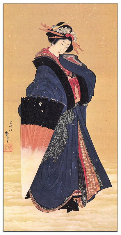 Beauty with umbrella in the snow cm 50x100