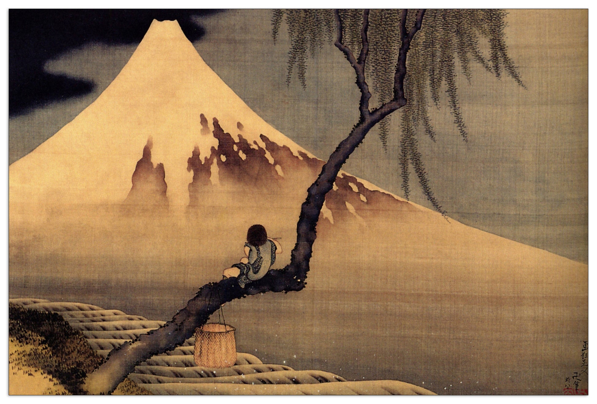 Boy in front of Fujiama cm 90x60
