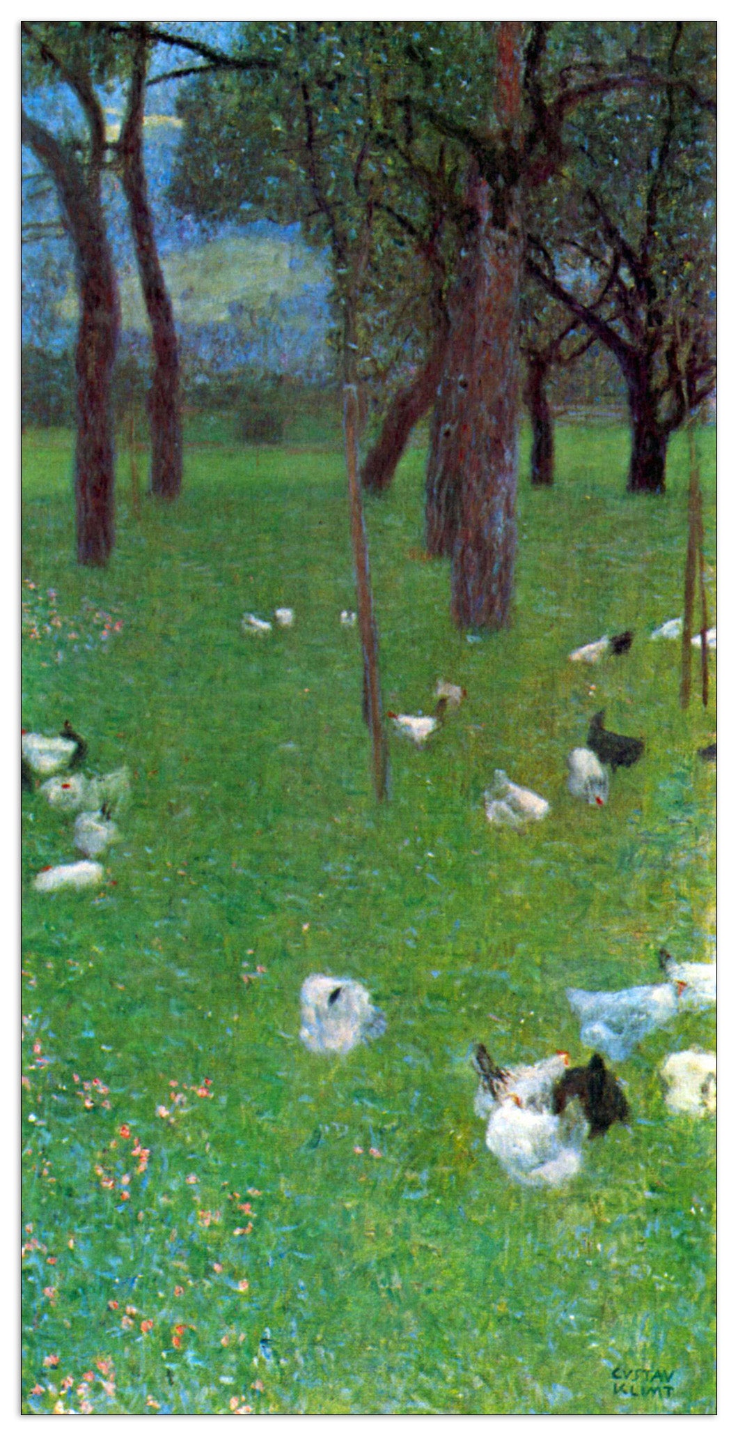 After the rain (garden with chickens in St. Agatha) cm 70x140