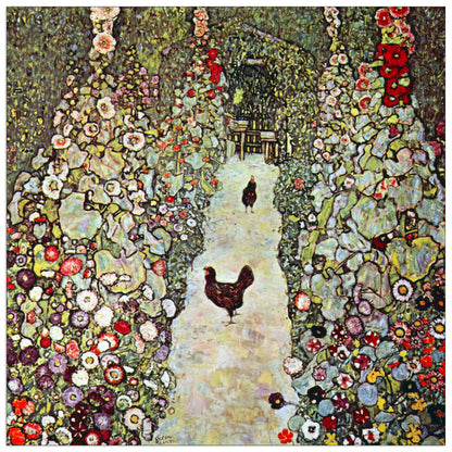 Garden Path with Chickens cm 100x100