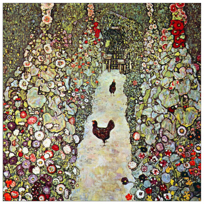 Garden Path with Chickens cm 70x70