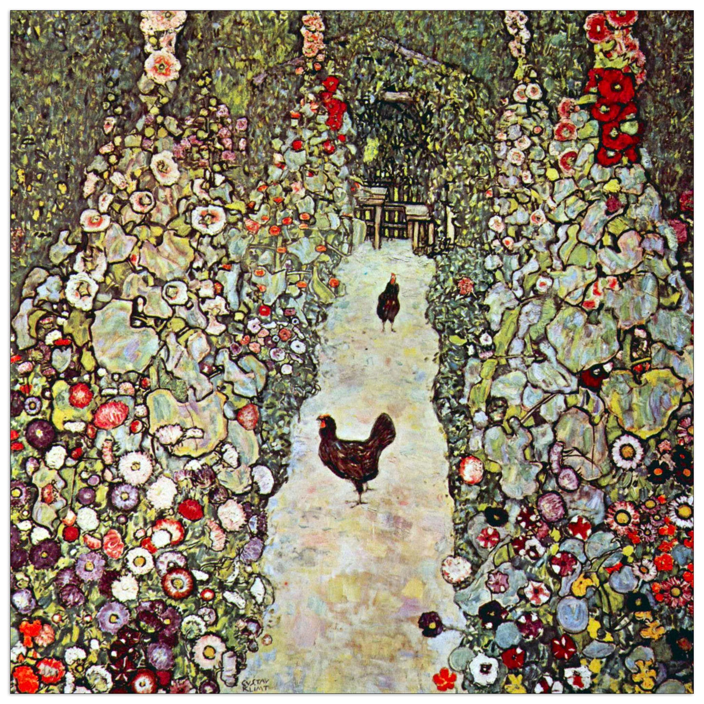 Garden Path with Chickens cm 50x50